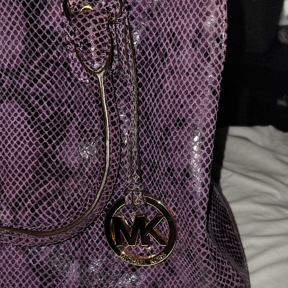 Michael Kors Purple Snake Print Tote - Picture 2 of 12